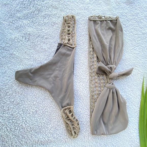 acacia swimwear Other - Acacia Crochet top and bottom both medium beige/black snake